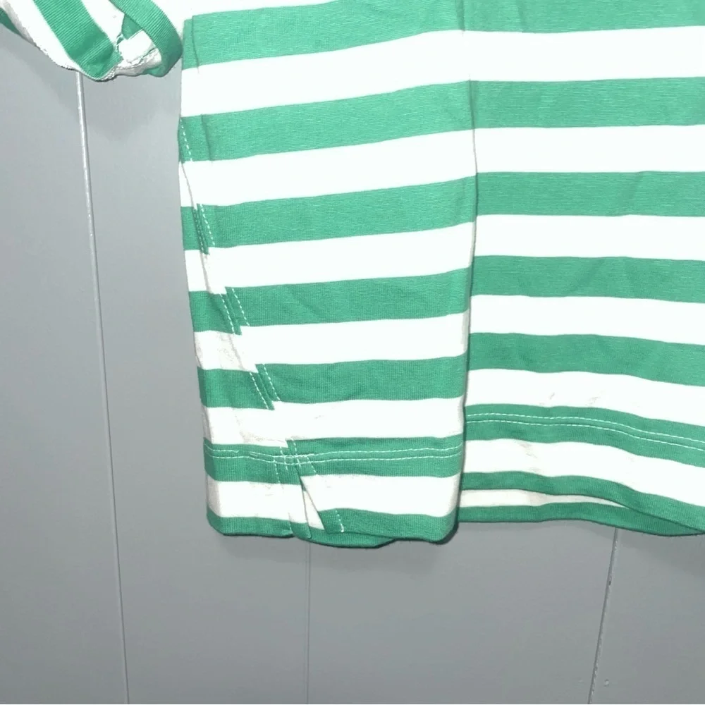 Old Navy Loose Cropped Green and White Striped Tee Shirt XL 14/16